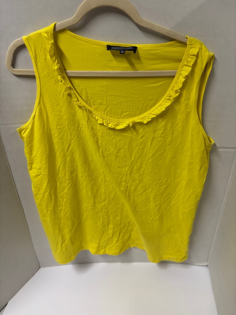 Jones ny Bright Yellow Ruffle Scoop Neck Tank
